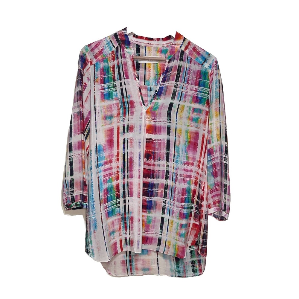 Amanda Uprichard Size P/XS Multi Color Hi-low 100% Silk Tunic Career Workwear